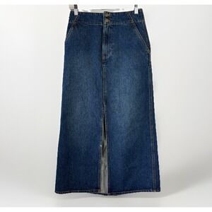Veronica Beard Jean Patricia Denim Maxi Skirt Evening Dusk Sz 8 Front Slit‎ $298